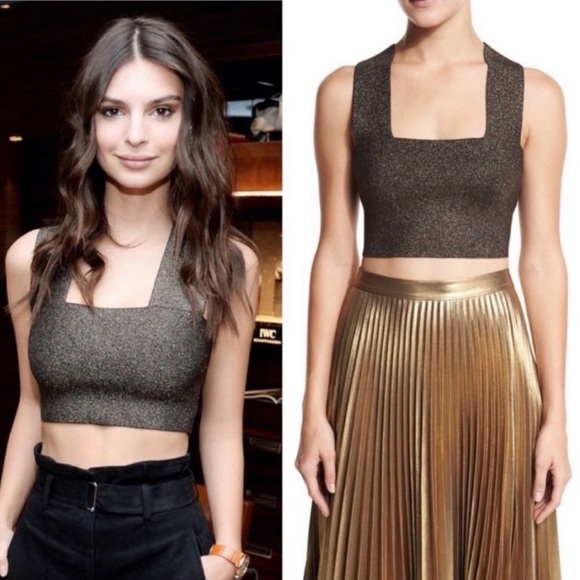 ♡$235 ICONIC A.L.C.™ ☆Ali☆ Bronze Metallic Crop Top♡ Size Medium♡ FLAWLESS♡ - Picture 3 of 11